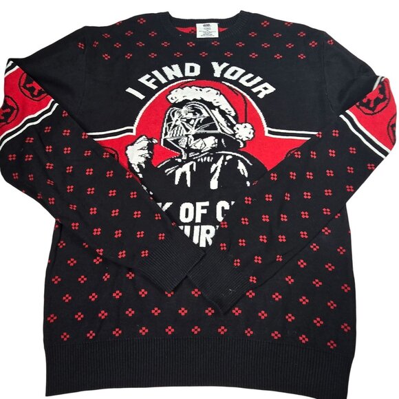 Star Wars Darth Vader Men's Medium Christmas Sweater Black/Red - Picture 2 of 7